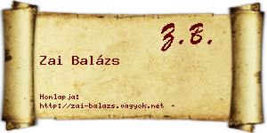 Zai Balázs névjegykártya